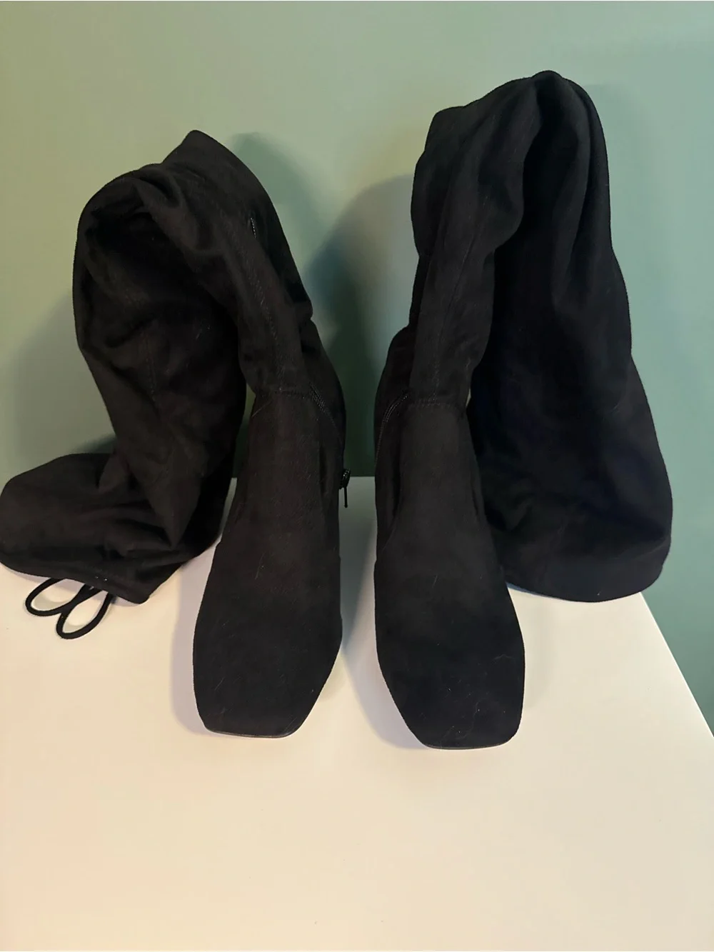 Unisa Black Over-the-Knee Square Toe Block Heel Women's Boots